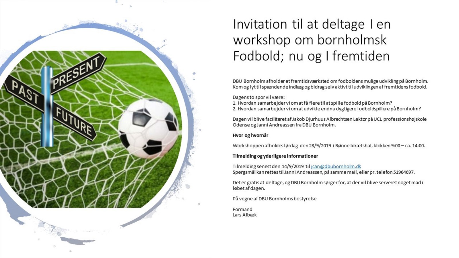 Invitation til workshop om bornholmsk Fodbold; nu og I fremtiden
